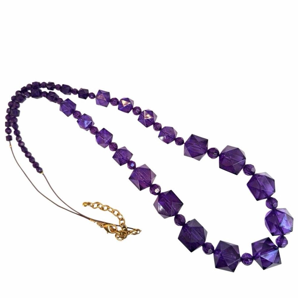 Joan Rivers Purple Faceted Lucite Long Necklace